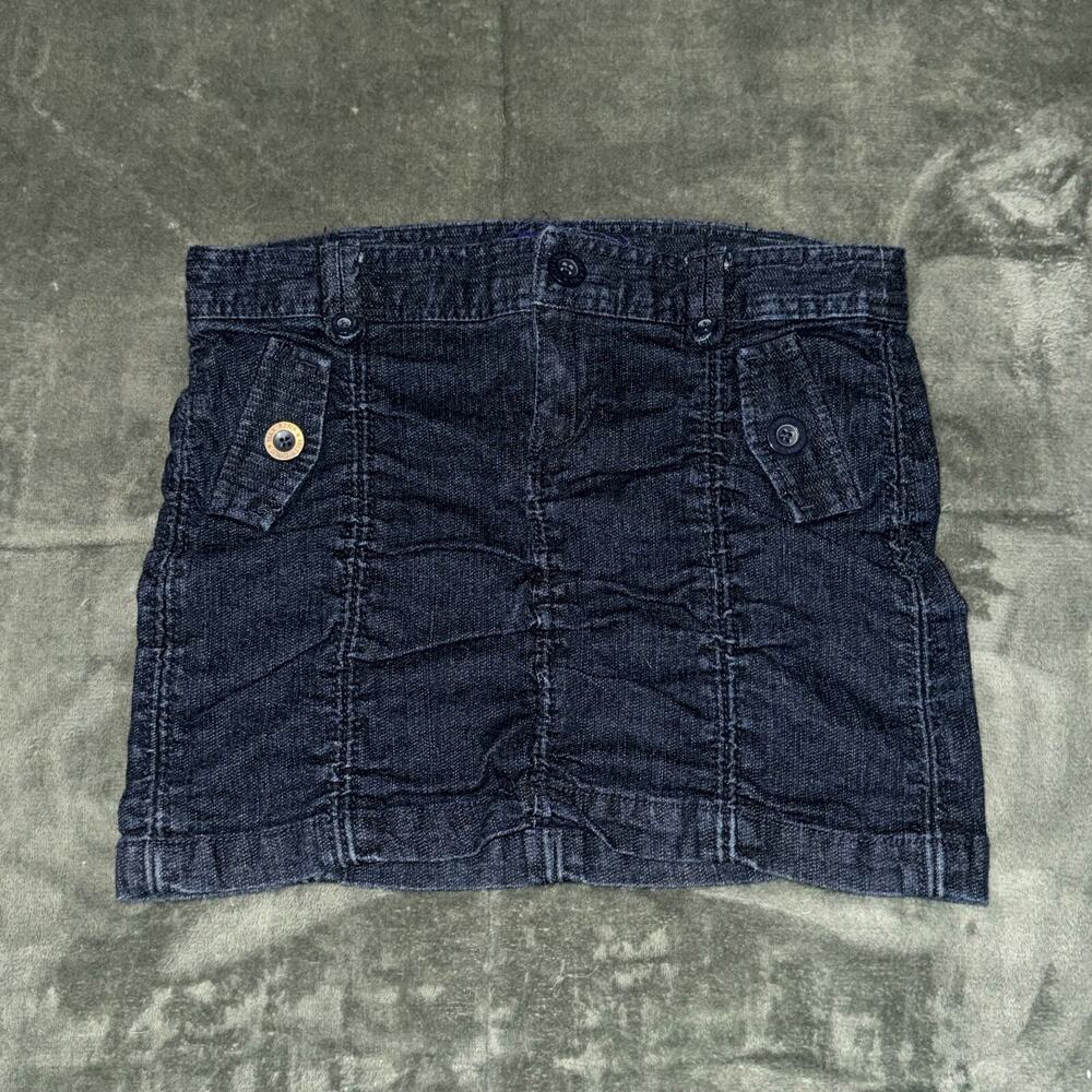 Miley Cyrus & Max Azria Mini Scrunchy Skirt Women's 5 Blue Denim Fits like Small